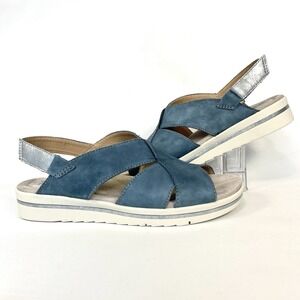 Earth Origins Carley Charlene Blue Leather Sandals Womens 9W Comfort